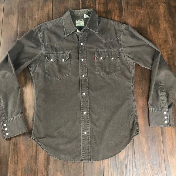 levi's barstow western corduroy shirt navy